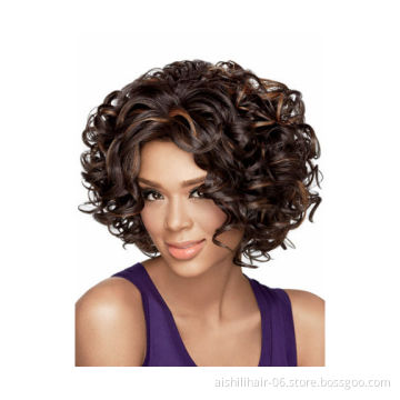 New product body wave Synthetic hair Brown Medium WigsFor Women